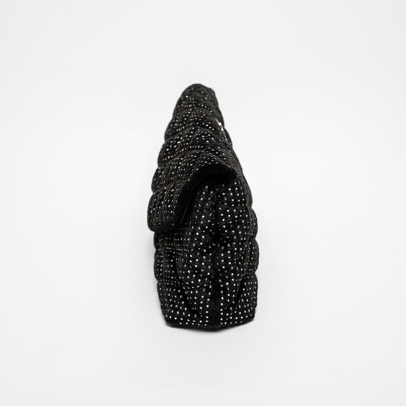 Saint Laurent Black Velvet Rhinestone Envelope Clutch