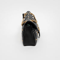 Gucci Black Calfskin Leather Faux Pearl GG Marmont Shoulder Bag