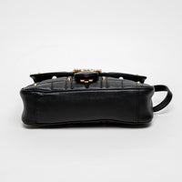 Gucci Black Calfskin Leather Faux Pearl GG Marmont Shoulder Bag