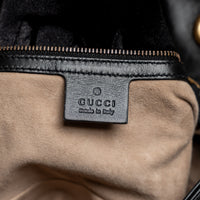 Gucci Black Calfskin Leather Faux Pearl GG Marmont Shoulder Bag