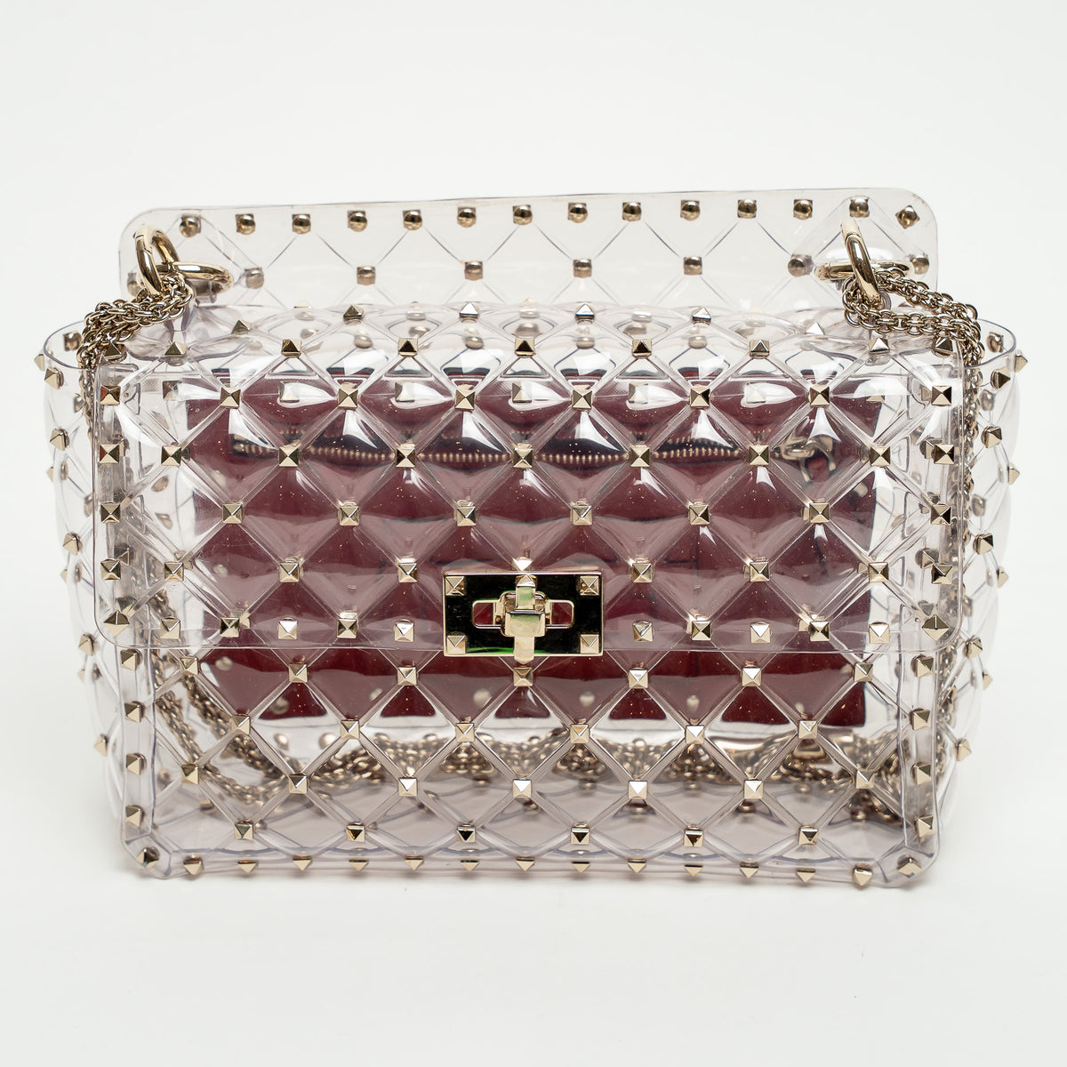 Valentino Clear PVC Rockstud Handbag