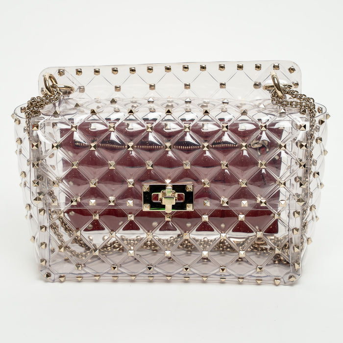 Valentino Clear PVC Rockstud Handbag