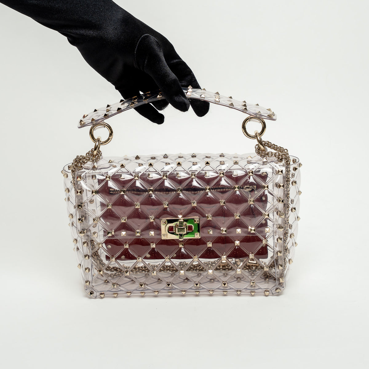 Valentino Clear PVC Rockstud Handbag