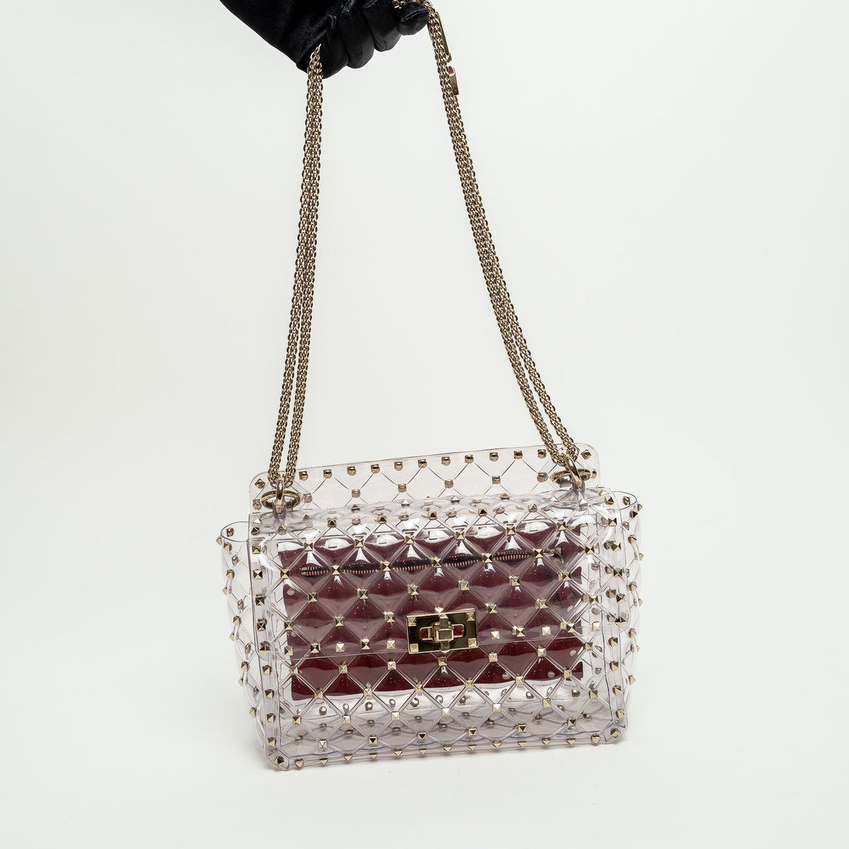 Valentino Clear PVC Rockstud Handbag