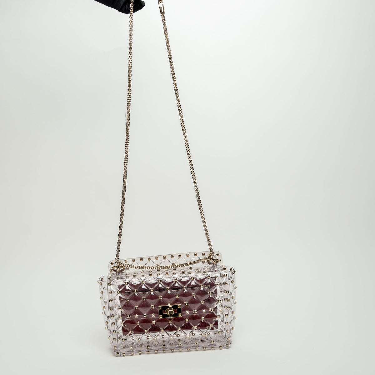 Valentino Clear PVC Rockstud Handbag