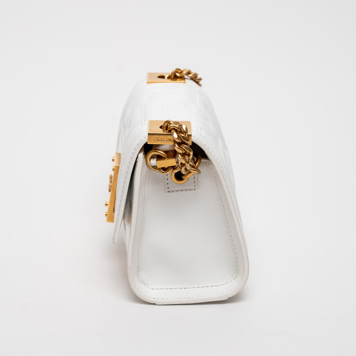 Balmain White Quilted Lambskin Leather 1945 Shoulder Bag