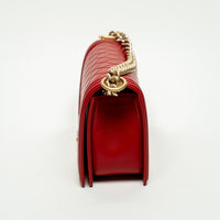 Pre-Loved Chanel™ Red Lambskin Leather Medium Boy Bag
