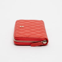 Pre-Loved Chanel™ Coral Pebbled Leather Zip Around Continental Wallet