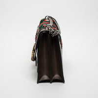 Gucci Brown Leather Embroidered Floral Web Medium Dionysus Shoulder Bag