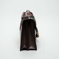 Gucci Brown Leather Embroidered Floral Web Medium Dionysus Shoulder Bag