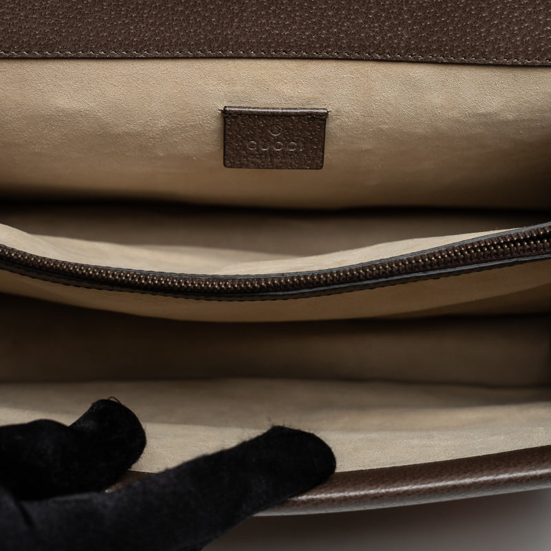 Gucci Brown Leather Embroidered Floral Web Medium Dionysus Shoulder Bag