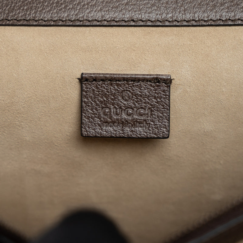 Gucci Brown Leather Embroidered Floral Web Medium Dionysus Shoulder Bag