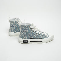 Dior White and Blue Oblique Canvas B23 League High-Top Sneaker Size 38
