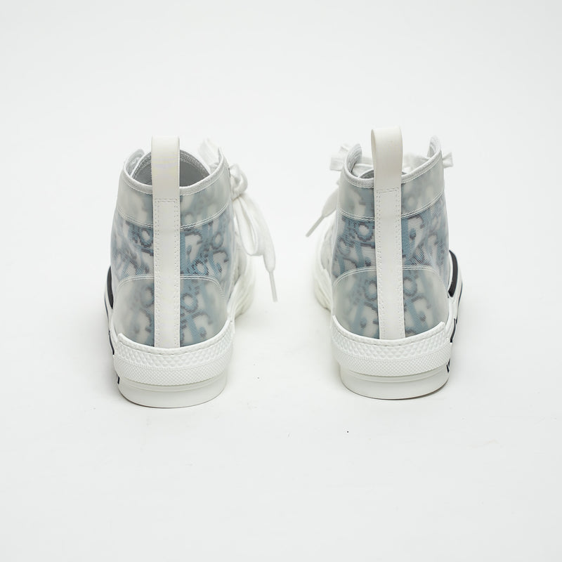 Dior White and Blue Oblique Canvas B23 League High-Top Sneaker Size 38