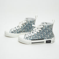 Dior White and Blue Oblique Canvas B23 League High-Top Sneaker Size 38