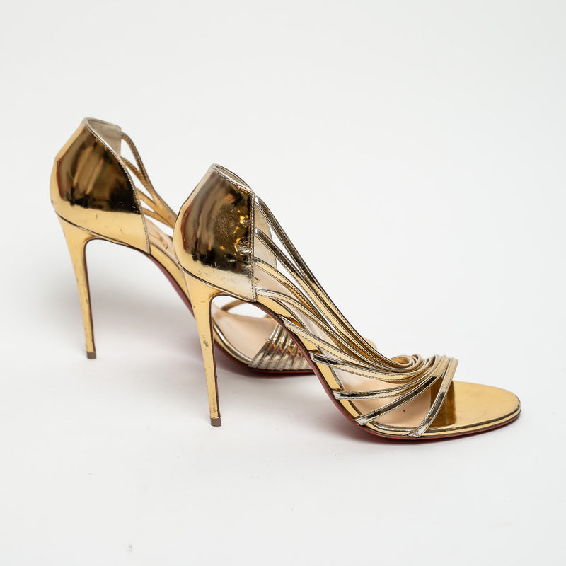 Christian Louboutin Gold Patent Leather Sandals Size 39