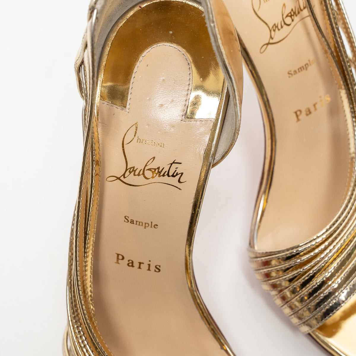 Christian Louboutin Gold Patent Leather Sandals Size 39