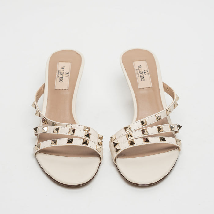 Valentino Ivory Leather Rockstud Sandals Size 38.5