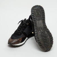 Louis Vuitton Black Suede and Patent Leather/Brown Monogram Run Away Sneakers Size 40