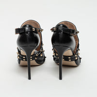 Valentino Black Leather Rockstud Sandals Size 39.5
