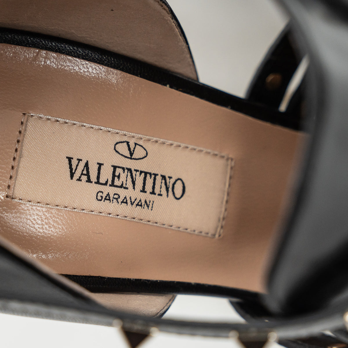 Valentino Black Leather Rockstud Sandals Size 39.5