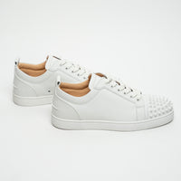 Christian Louboutin White Calf Leather Louis Junior Spikes Sneakers Size 39