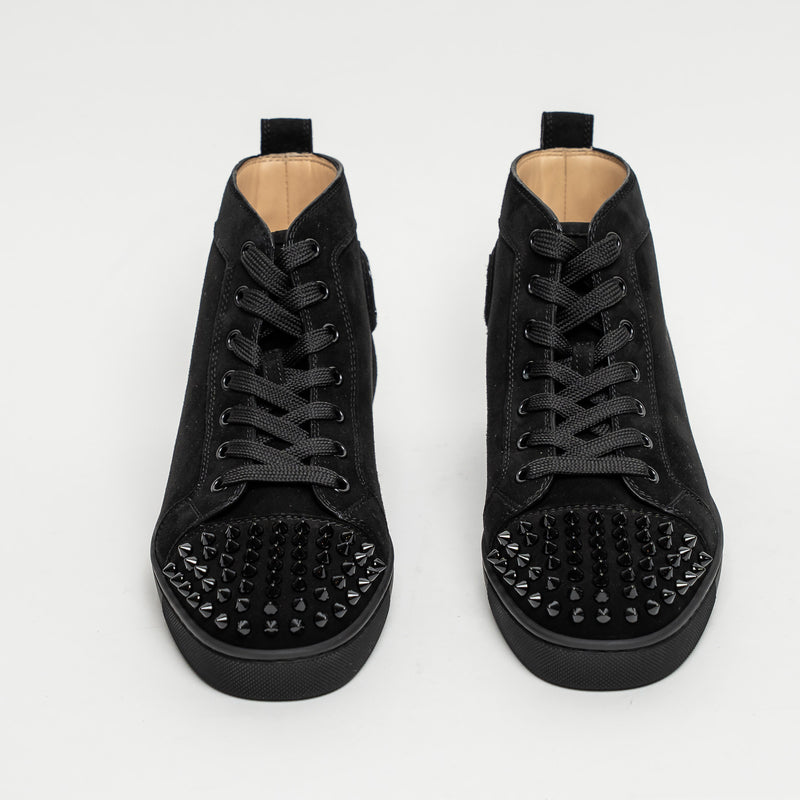 Christian Louboutin Black Suede Lou Spikes High-top Sneakers Size 39