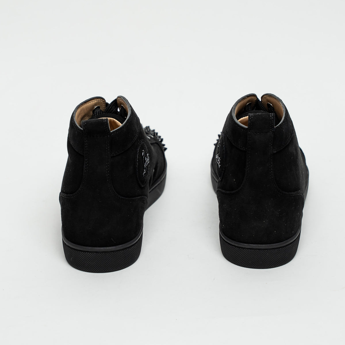 Christian Louboutin Black Suede Lou Spikes High-top Sneakers Size 39