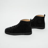 Christian Louboutin Black Suede Lou Spikes High-top Sneakers Size 39