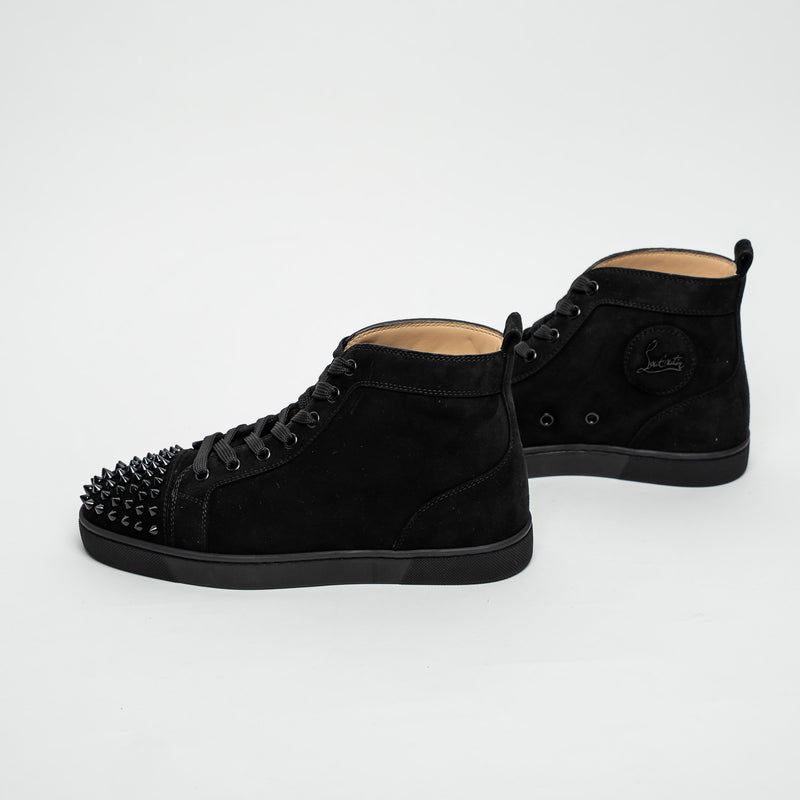 Christian Louboutin Black Suede Lou Spikes High-top Sneakers Size 39