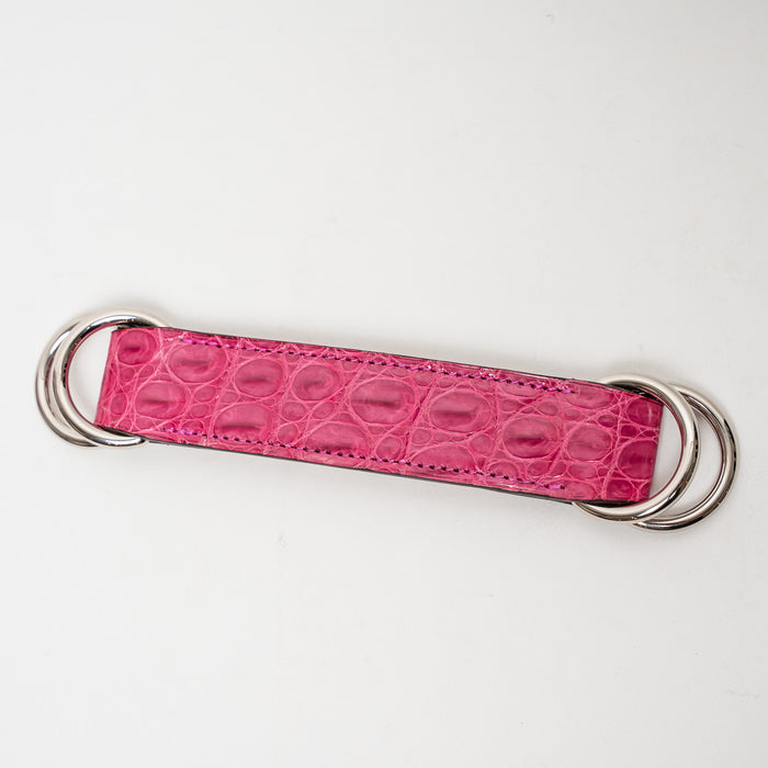 Hermes Pink Porosus Crocodile Romance Scarf Ring