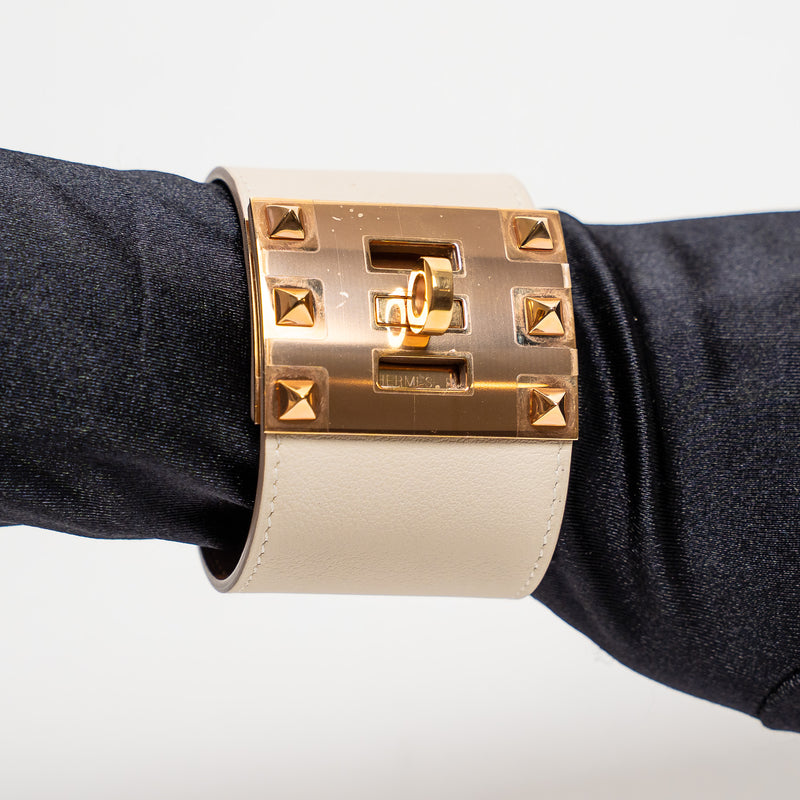Hermes Kelly Dog Bracelet in Ivory and Gold