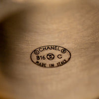 Pre-Loved Chanel™ Gold Tone Crystal Embellished Thick Ring Size 7