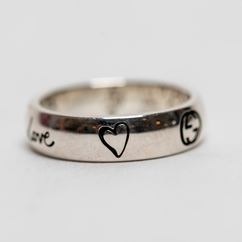 Gucci Sterling Silver Blind For Love Ring Size 6