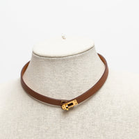 Hermes Gold Leather Kelly Choker