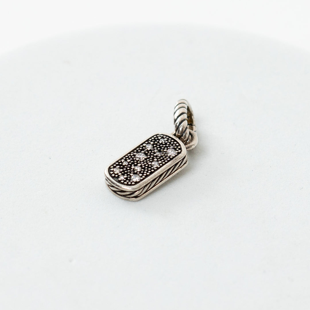 David Yurman Sterling Silver Diamond Midnight Melange Dog Tag Pendant