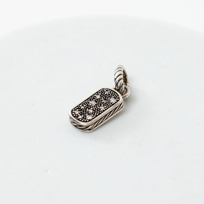 David Yurman Sterling Silver Diamond Midnight Melange Dog Tag Pendant