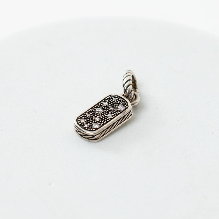 David Yurman Sterling Silver Diamond Midnight Melange Dog Tag Pendant