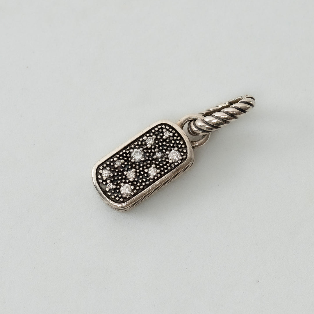 David Yurman Sterling Silver Diamond Midnight Melange Dog Tag Pendant