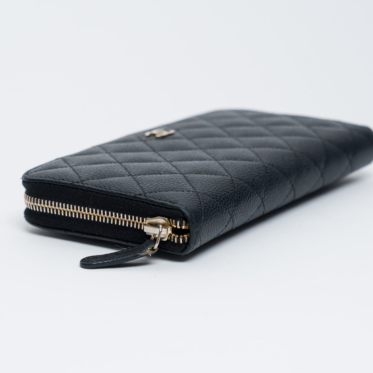 Pre-Loved Chanel™ Black Caviar Leather Zip Around Continental Wallet