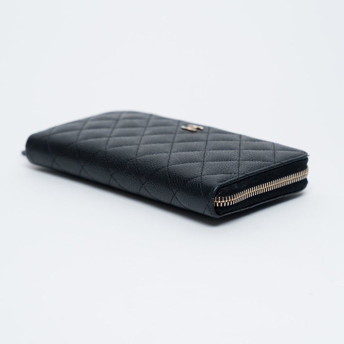 Pre-Loved Chanel™ Black Caviar Leather Zip Around Continental Wallet