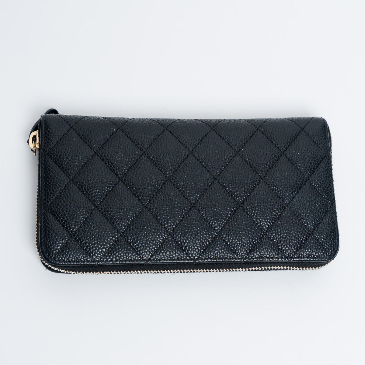 Pre-Loved Chanel™ Black Caviar Leather Zip Around Continental Wallet