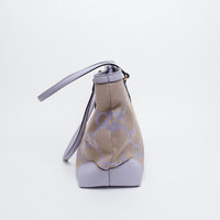Gucci Lilac Leather and Beige Jumbo GG Canvas Medium Ophidia Tote Bag