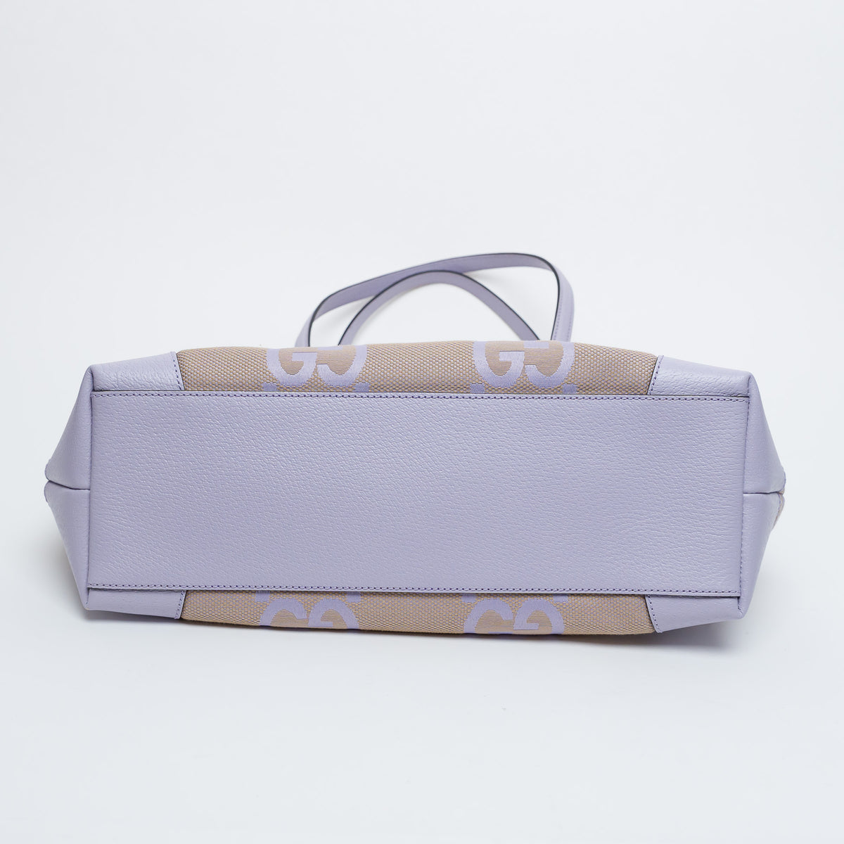 Gucci Lilac Leather and Beige Jumbo GG Canvas Medium Ophidia Tote Bag