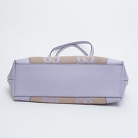 Gucci Lilac Leather and Beige Jumbo GG Canvas Medium Ophidia Tote Bag