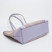 Gucci Lilac Leather and Beige Jumbo GG Canvas Medium Ophidia Tote Bag