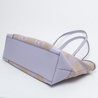 Gucci Lilac Leather and Beige Jumbo GG Canvas Medium Ophidia Tote Bag