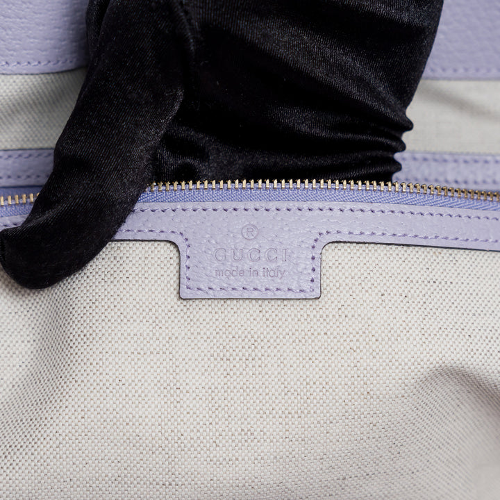 Gucci Lilac Leather and Beige Jumbo GG Canvas Medium Ophidia Tote Bag