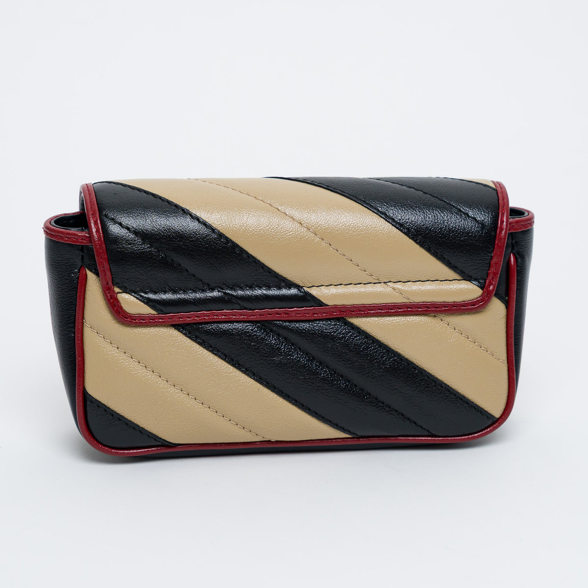 Gucci Red/Black/Khaki Calfskin Leather Super Mini GG Marmont Flap Bag