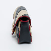 Gucci Red/Black/Khaki Calfskin Leather Super Mini GG Marmont Flap Bag